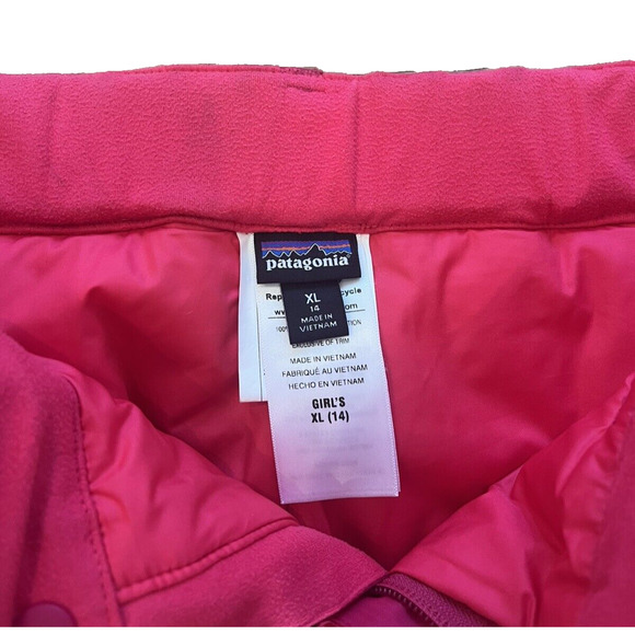 Patagonia Girls XL 14 H2NO Snow Pants Snowboarding Skiing Hot Bright Pink - Picture 12 of 12
